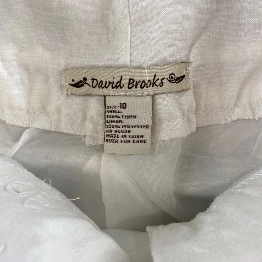 David Brooks White Linen Blend Maxi Skirt High‎ Waist Button Detail Size 10 - Picture 6 of 7